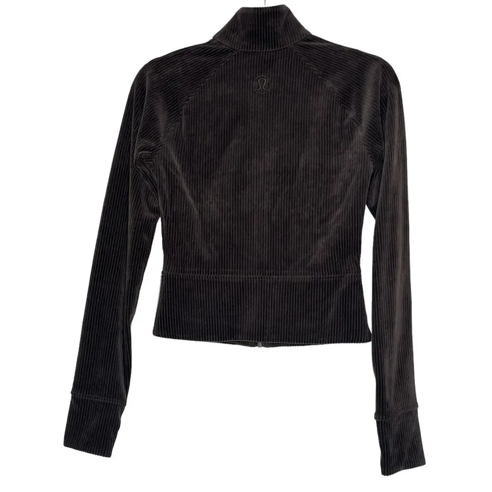 Lululemon Scuba Track Jacket‎ Women's Velvet Espresso Brown Corduroy Size 2